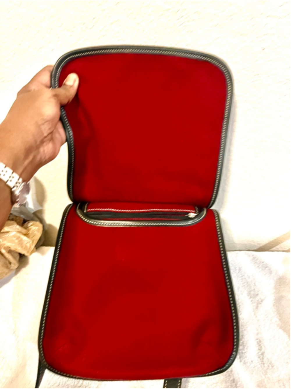 Vintage Coach Hippie 8114 Slim Canvas & Leather Flap Crossbody Bag Burgundy Red - Picture 7 of 12